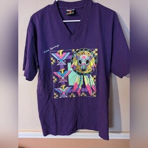 VTG 90's Palm Springs Indian Art T-Shirt Mens Large Purple Cotton Made In USA